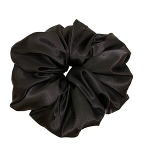 Satin Hair Scrunchie. Black. XXL